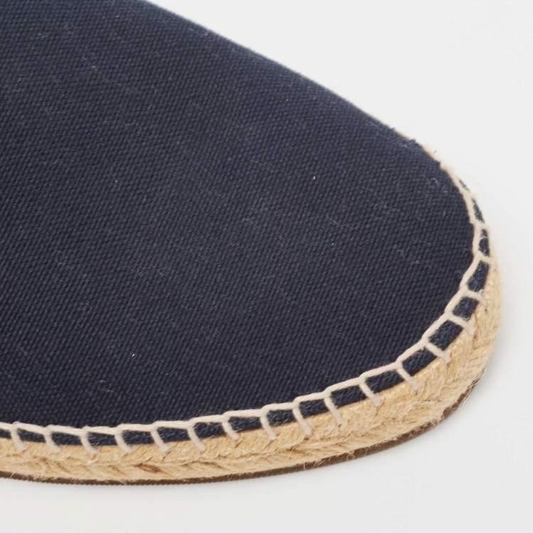 Pre Owned Burberry Navy Blue Check Canvas Slip On Espadrilles Size 42