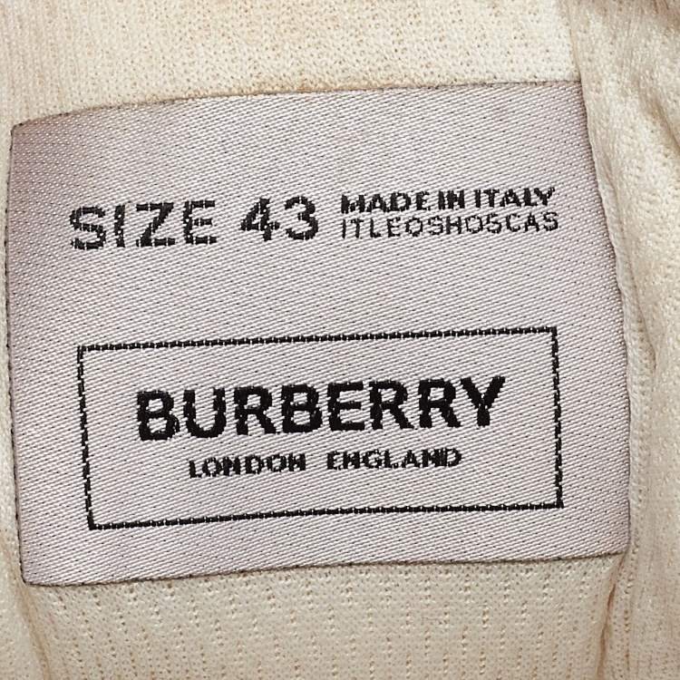 Pre Owned Burberry White/Beige Check Fabric and Rubber Arthur Low Top Sneakers Size 43