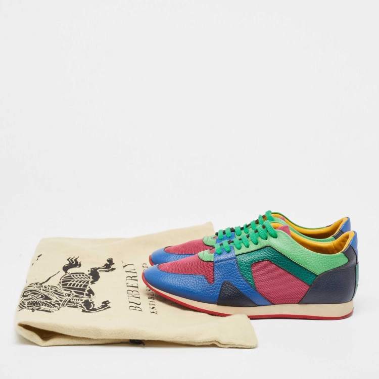 Pre Owned Burberry Multicolor Leather and Mesh Low Top Sneakers Size 41