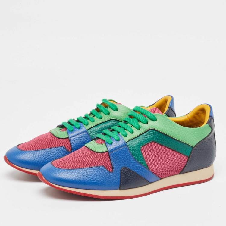 Pre Owned Burberry Multicolor Leather and Mesh Low Top Sneakers Size 41