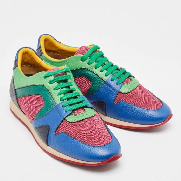 Pre Owned Burberry Multicolor Leather and Mesh Low Top Sneakers Size 41