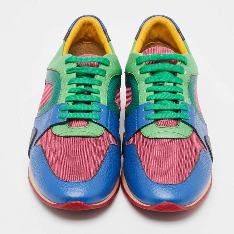 Pre Owned Burberry Multicolor Leather and Mesh Low Top Sneakers Size 41