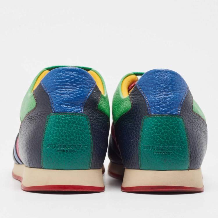 Pre Owned Burberry Multicolor Leather and Mesh Low Top Sneakers Size 41