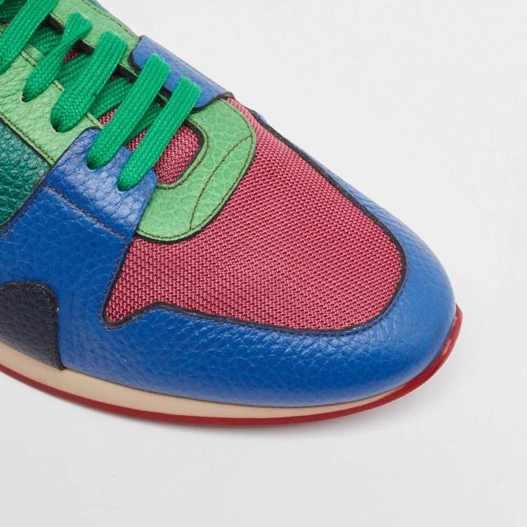 Pre Owned Burberry Multicolor Leather and Mesh Low Top Sneakers Size 41