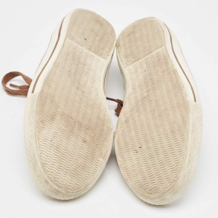 Pre Owned Burberry Brown Check Canvas And Rubber Cap Toe Sneakers Size 42