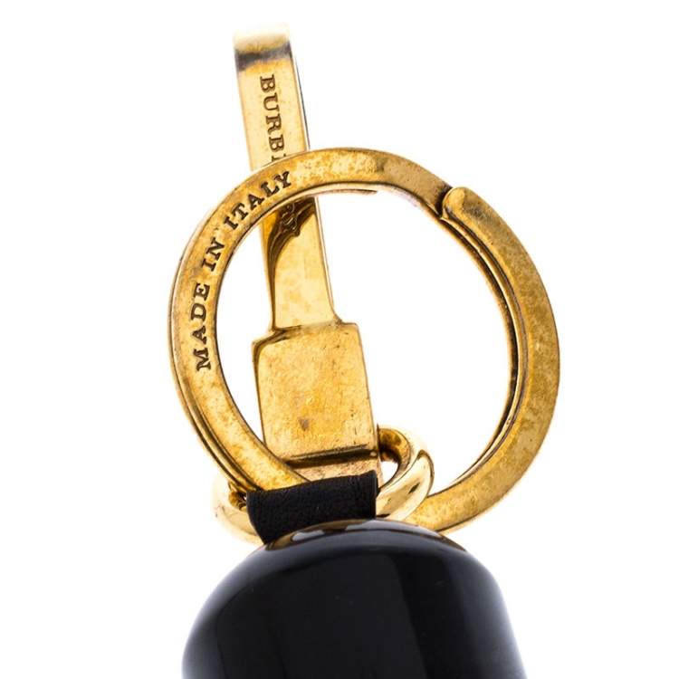 Pre Owned Burberry Black and Red Royal Guard Gold Tone Bag Charm