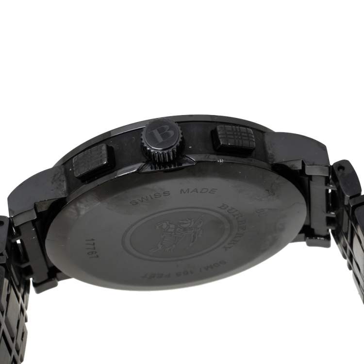 مملوكة مسبقًا Burberry Black PVD coated Stainless Steel Heritage BU1373 Men's Wristwatch 40 mm
