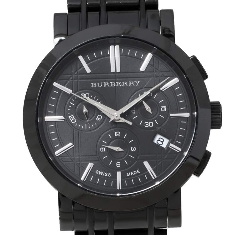 مملوكة مسبقًا Burberry Black PVD coated Stainless Steel Heritage BU1373 Men's Wristwatch 40 mm