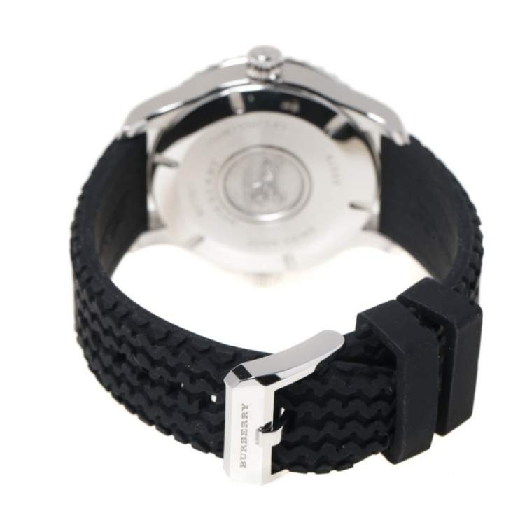 Pre Owned Burberry Grey Stainless Steel Silicon Rubber South Pole Expedition BU7501 Men's Wristwatch 43 mm