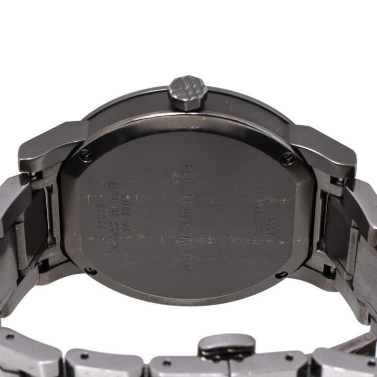 Pre Owned Burberry Grey Ion Plated Stainless Steel The City BU9007 Men's Wristwatch 38 MM