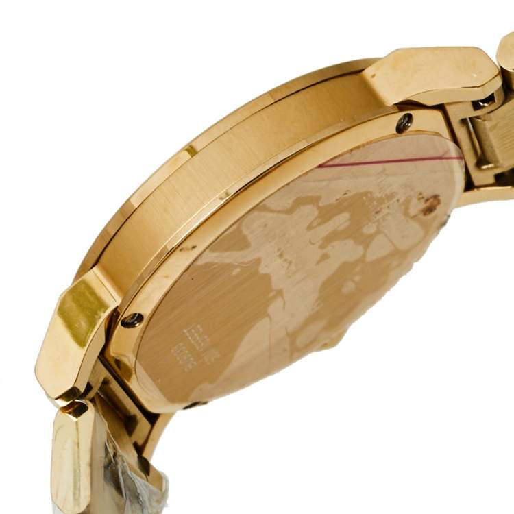 Pre Owned Burberry Champagne Gold Tone The City BU9033 Men's Wristwatch 38MM