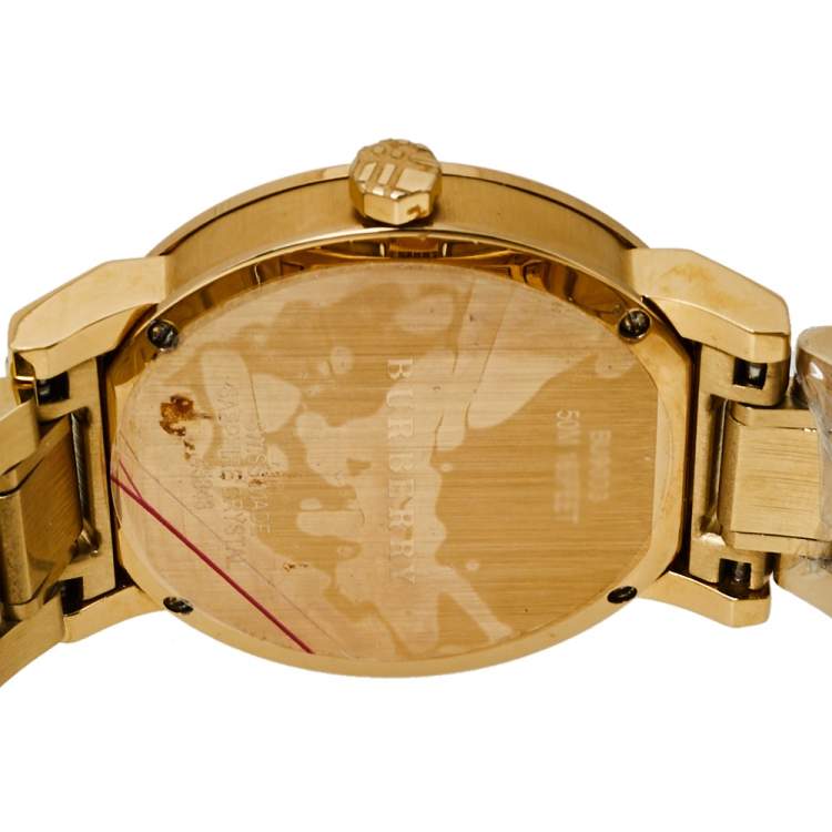 Pre Owned Burberry Champagne Gold Tone The City BU9033 Men's Wristwatch 38MM