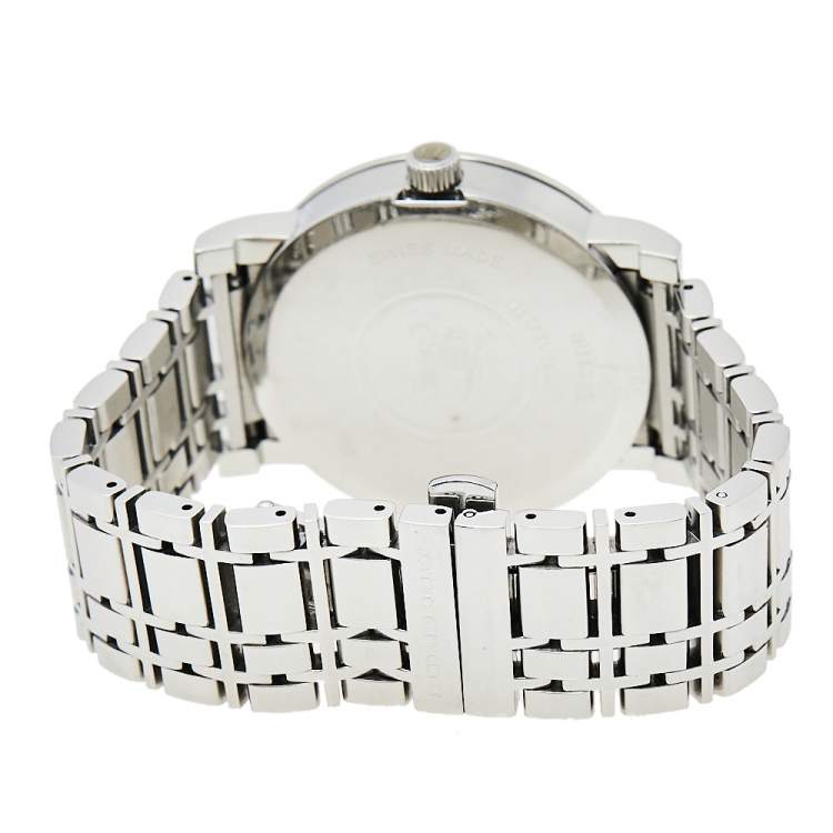 Pre Owned Burberry Silver Stainless Steel Heritage BU1350 Men's Wristwatch 38 mm