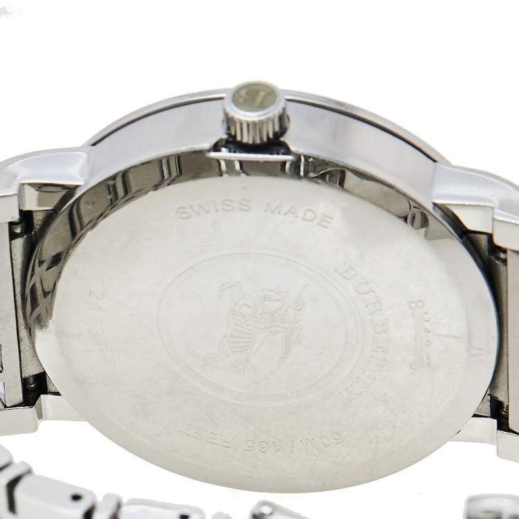 Pre Owned Burberry Silver Stainless Steel Heritage BU1350 Men's Wristwatch 38 mm