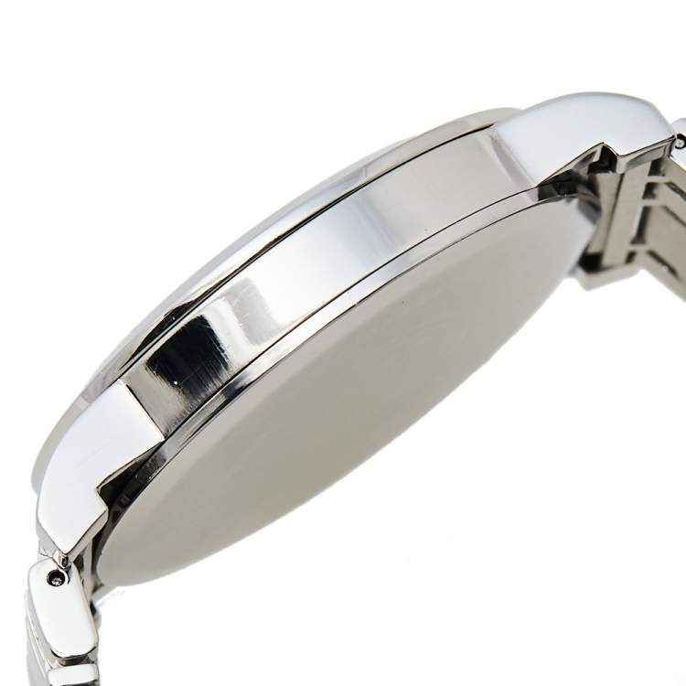 Pre Owned Burberry Silver Stainless Steel Heritage BU1350 Men's Wristwatch 38 mm