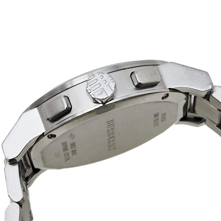 Pre Owned Burberry Silver Stainless Steel Classic Chrono BU9350 Men's Wristwatch 42 mm