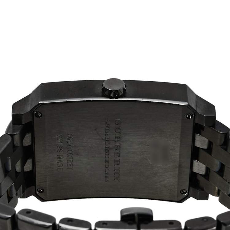 مملوكة مسبقًا Burberry Gunmetal PVD Coated Stainless Steel BU1902 Men's Wristwatch 31 mm