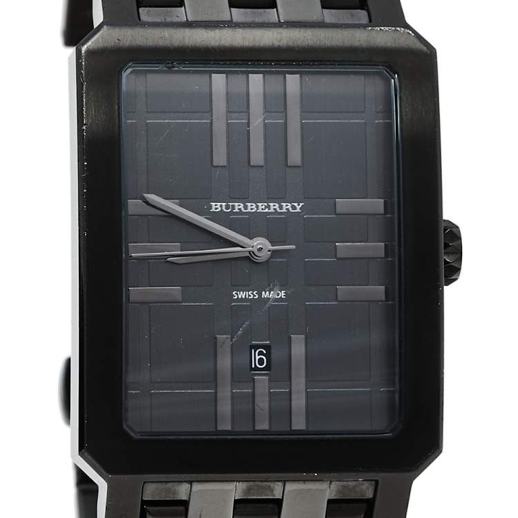 مملوكة مسبقًا Burberry Gunmetal PVD Coated Stainless Steel BU1902 Men's Wristwatch 31 mm