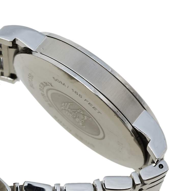 Pre Owned Burberry Silver Stainless Steel Heritage BU1350 Men's Wristwatch 38 mm