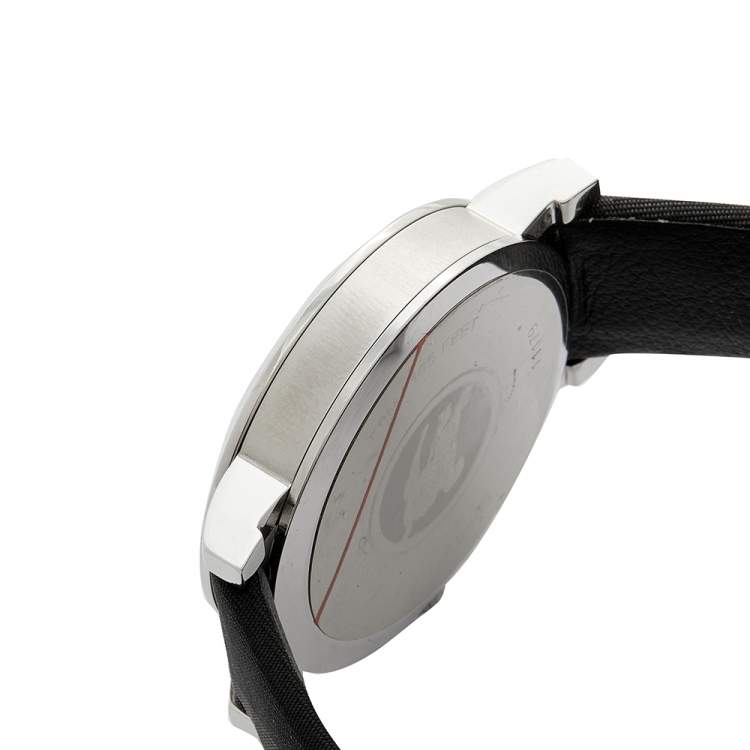Pre Owned Burberry Grey Stainless Steel Leather BU1756 Men's Wristwatch 44mm