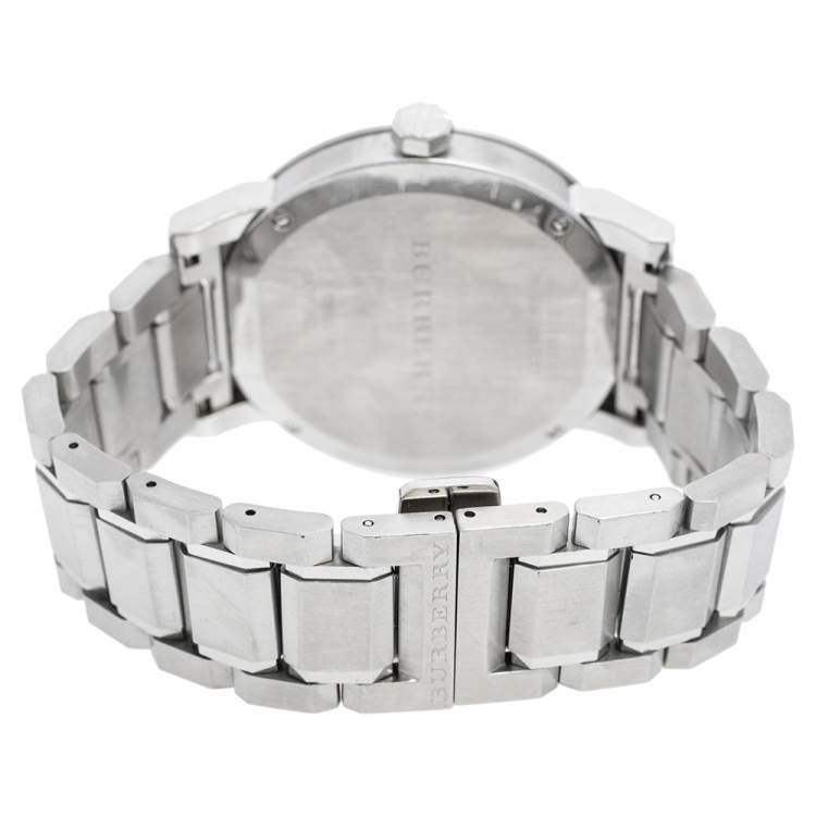 Pre Owned Burberry Black Stainless Steel BU9901 Men's Wristwatch 42 mm