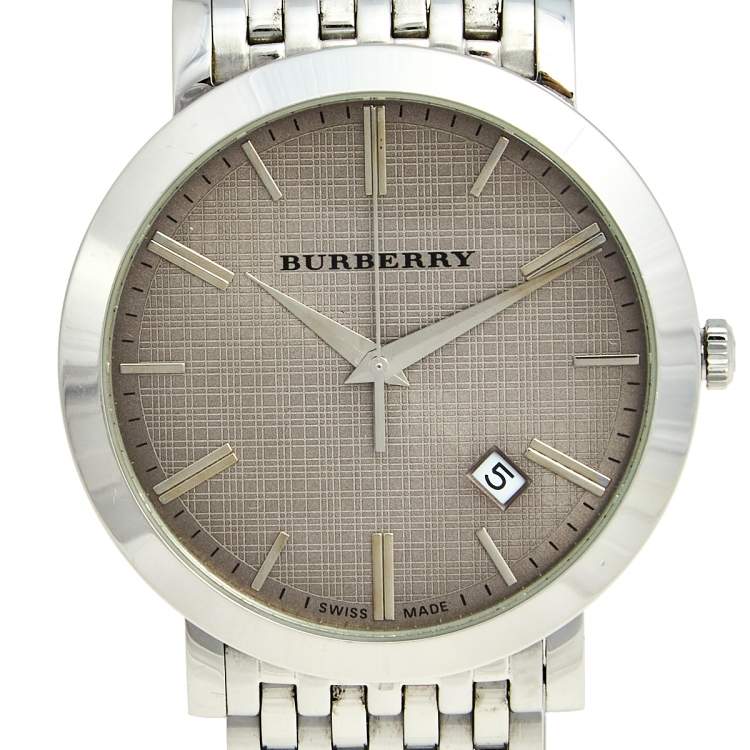 Pre Owned Burberry Grey Stainless Steel BU1723 Men's Wristwatch 40 mm