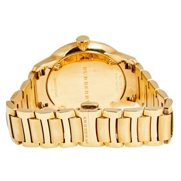 Pre Owned Burberry Champagne Rose Gold Plated Stainless Steel Classic Round BU10013 Men's Wristwatch 40 mm