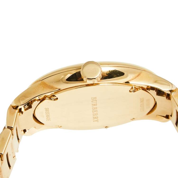 Pre Owned Burberry Champagne Rose Gold Plated Stainless Steel Classic Round BU10013 Men's Wristwatch 40 mm
