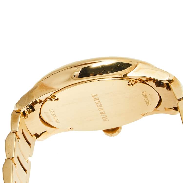 Pre Owned Burberry Champagne Rose Gold Plated Stainless Steel Classic Round BU10013 Men's Wristwatch 40 mm