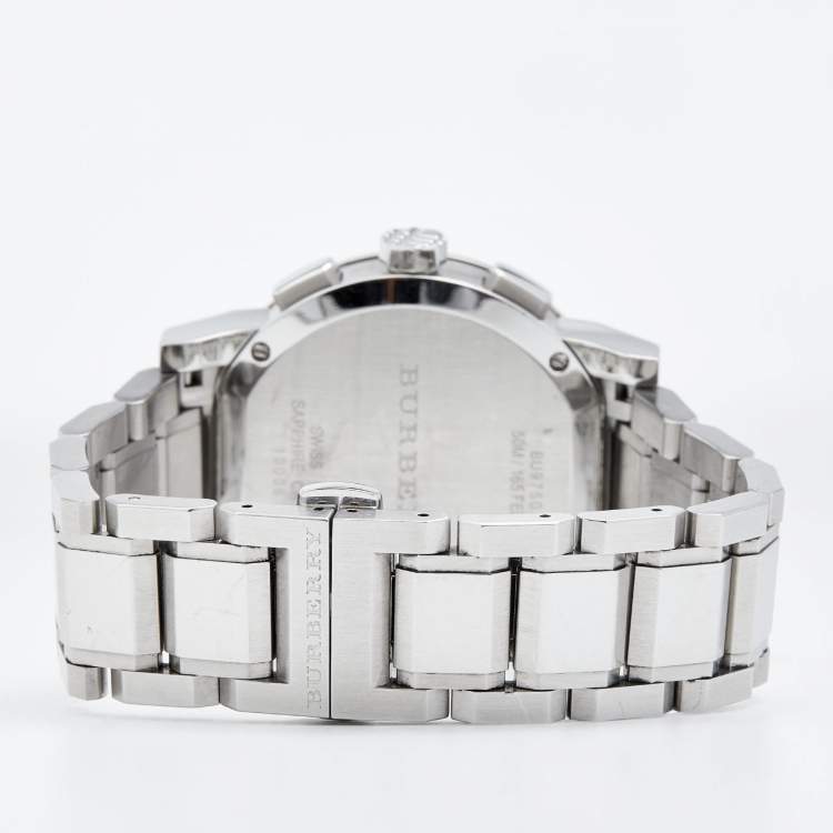 Pre Owned Burberry Silver Stainless Steel The City BU9750 Men's Wristwatch 38 mm