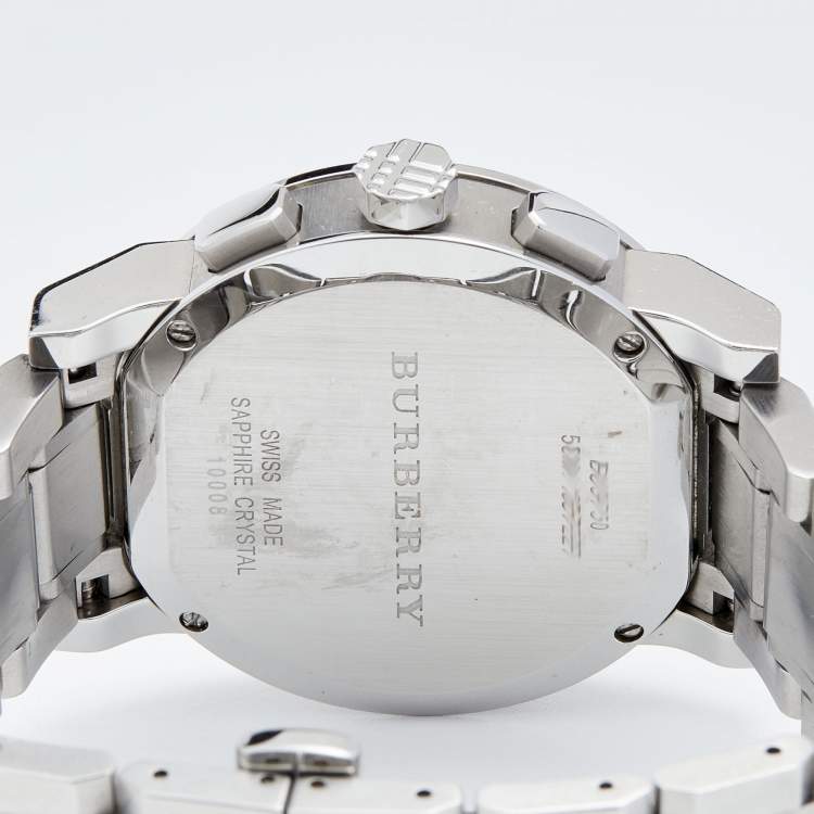 Pre Owned Burberry Silver Stainless Steel The City BU9750 Men's Wristwatch 38 mm