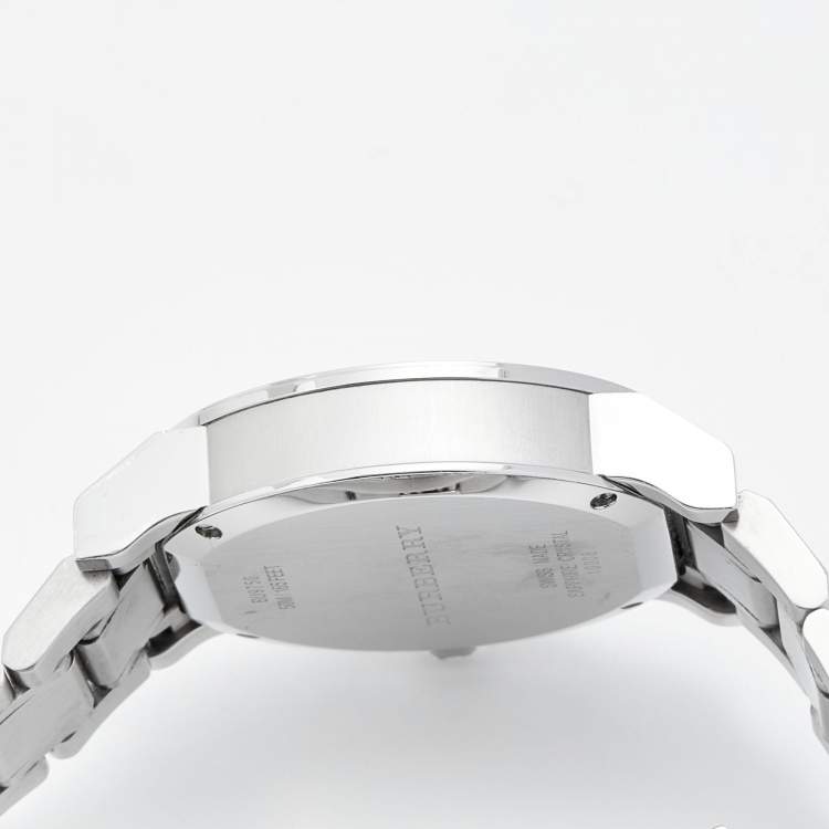 Pre Owned Burberry Silver Stainless Steel The City BU9750 Men's Wristwatch 38 mm