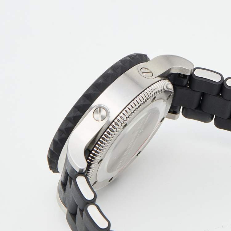 Pre Owned Burberry Black Stainless Steel Rubber Antartic BU7661 Men's Wristwatch 42 mm