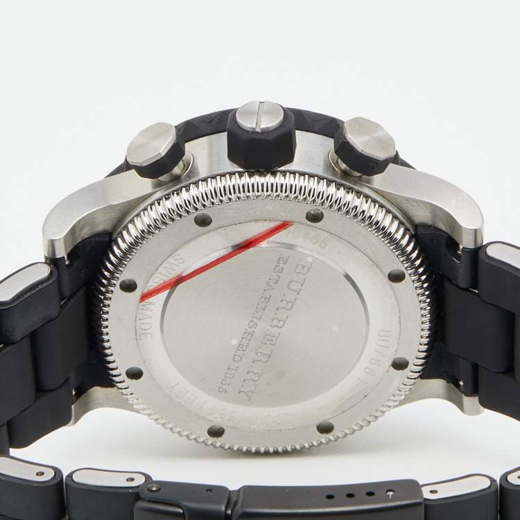 Pre Owned Burberry Black Stainless Steel Rubber Antartic BU7661 Men's Wristwatch 42 mm