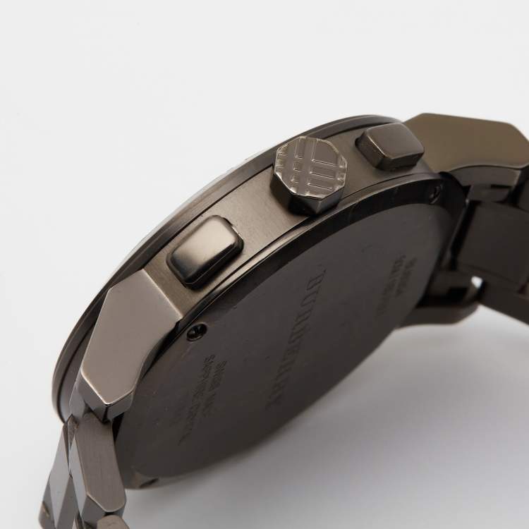 Pre Owned Burberry Grey Ion Plated Stainless Steel The City BU9354 Men's Wristwatch 42 mm 