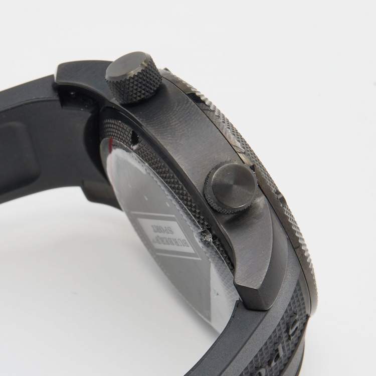 مملوكة مسبقًا Burberry Black PVD Coated Stainless Steel Rubber Sport BU7724 Men's Wristwatch 44 mm