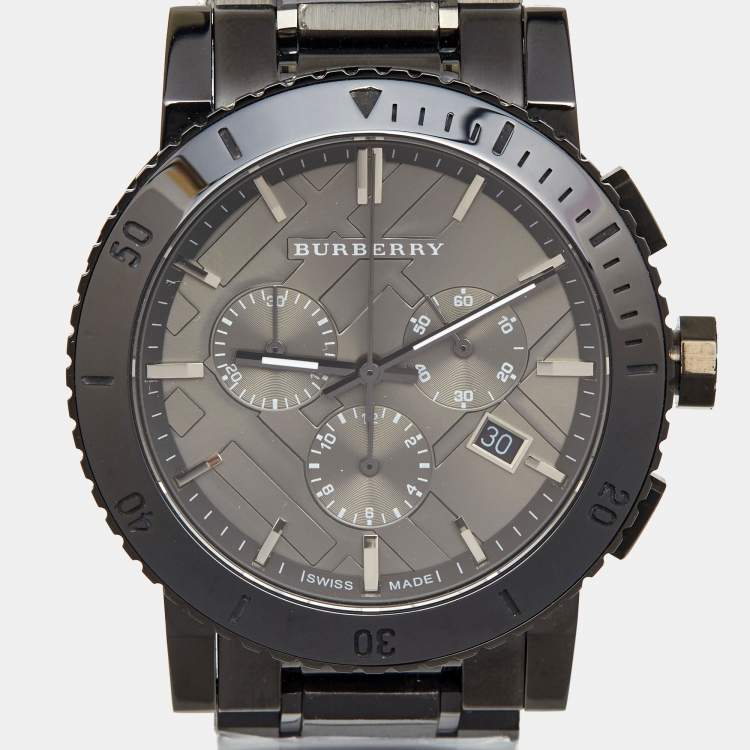 Pre Owned Burberry Black PVD Coated Stainless Steel BU9381 Men's Wristwatch 42 mm