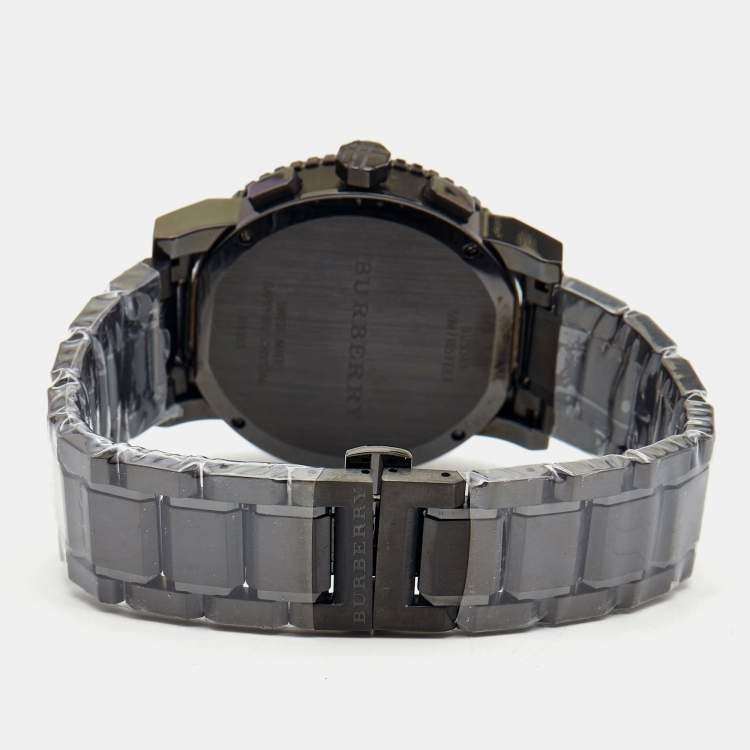 Pre Owned Burberry Black PVD Coated Stainless Steel BU9381 Men's Wristwatch 42 mm