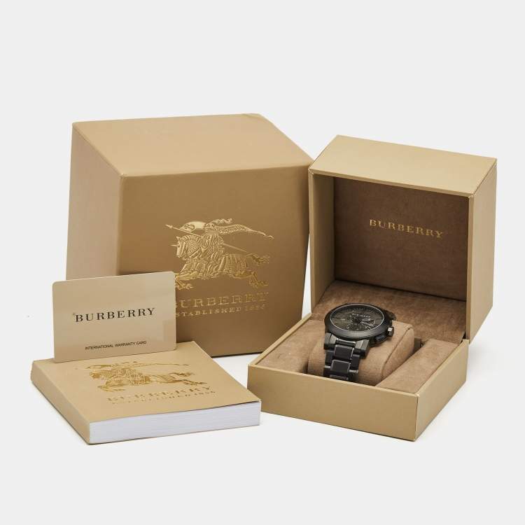 Pre Owned Burberry Grey Ion Plated Stainless Steel The City BU9354 Men's Wristwatch 42 mm 