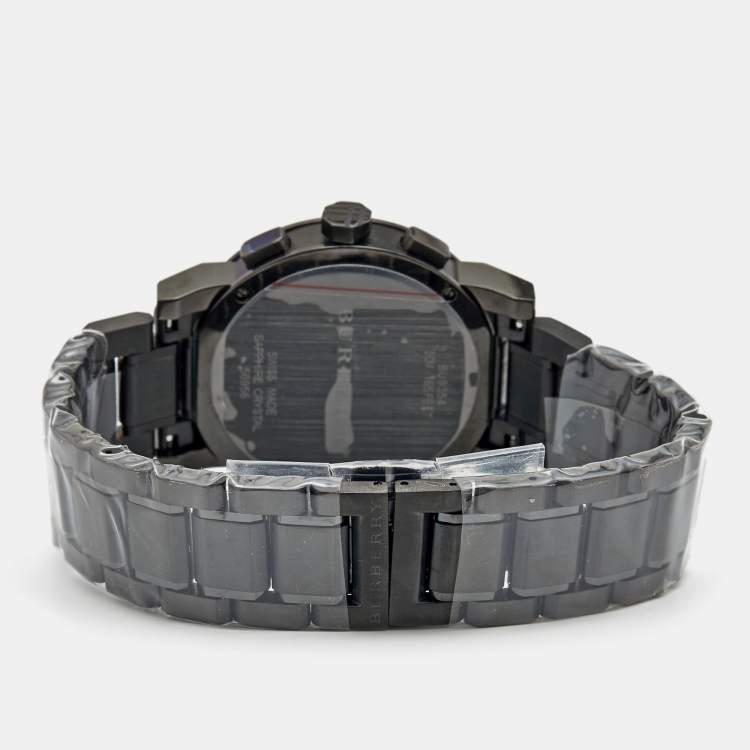 Pre Owned Burberry Grey Ion Plated Stainless Steel The City BU9354 Men's Wristwatch 42 mm 