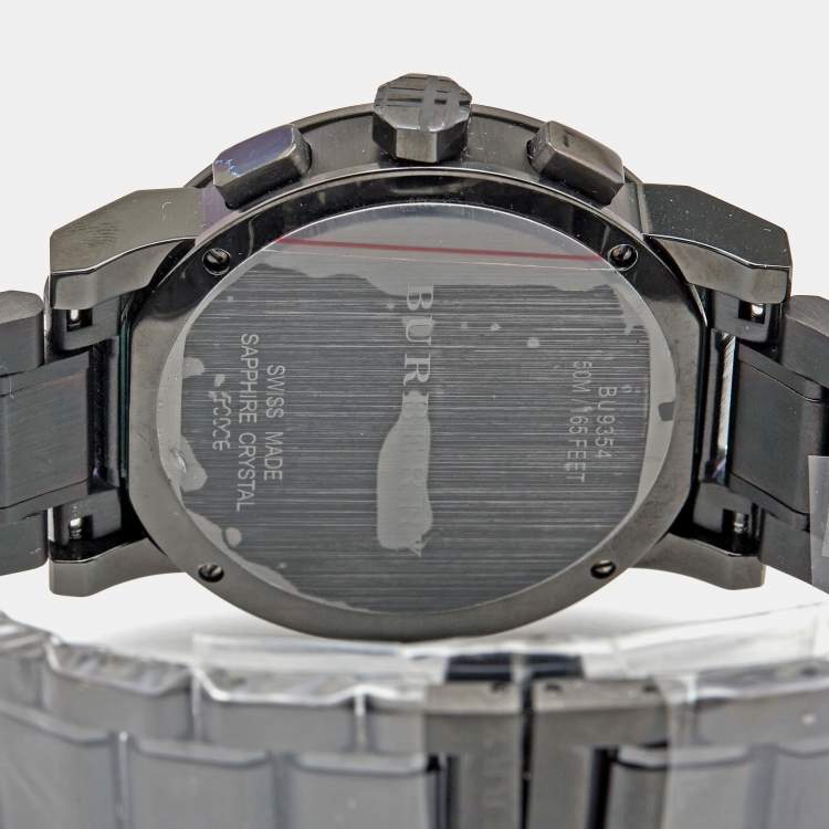 Pre Owned Burberry Grey Ion Plated Stainless Steel The City BU9354 Men's Wristwatch 42 mm 