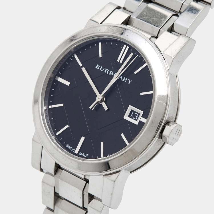 Pre Owned Burberry Black Stainless Steel The City BU9101 Women's Wristwatch 34 mm 