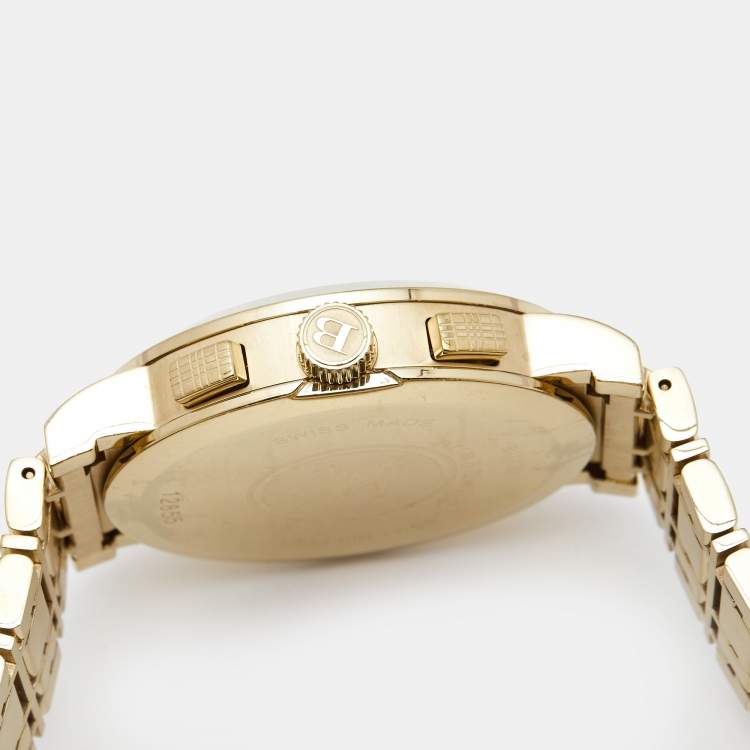 Pre Owned Burberry Yellow Gold Plated Stainless Steel Heritage BU1757 Women's Wristwatch 40 mm