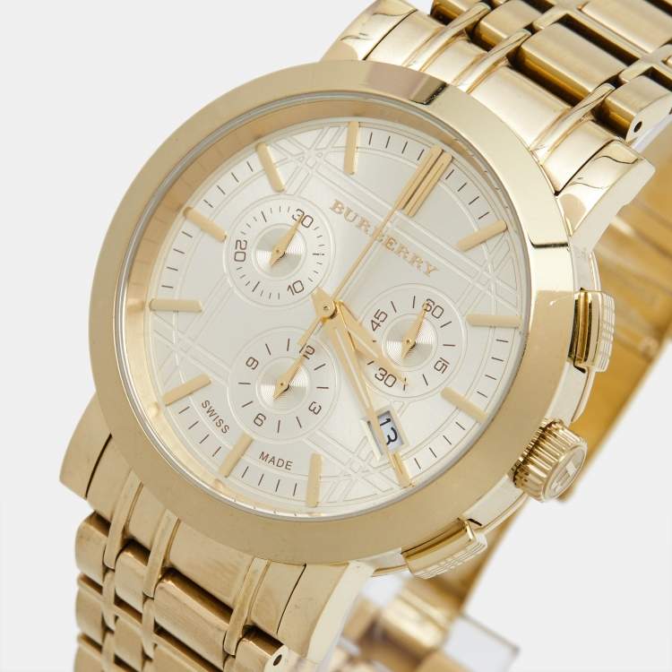 Pre Owned Burberry Yellow Gold Plated Stainless Steel Heritage BU1757 Women's Wristwatch 40 mm