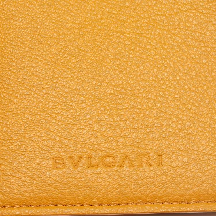 Pre Owned Bvlgari Mustard Leather Passport Holder