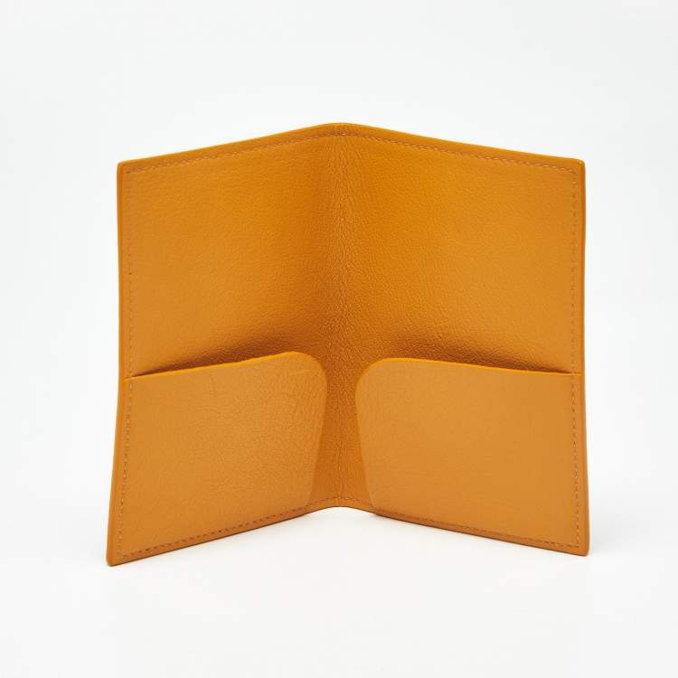 Pre Owned Bvlgari Mustard Leather Passport Holder