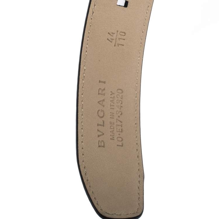 Pre Owned Bvlgari Black Leather  Buckle Belt 110CM