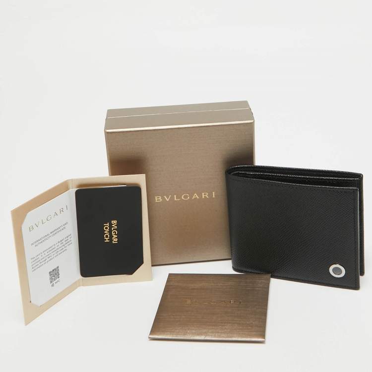 Pre Owned Bvlgari Black Leather Bifold Wallet 