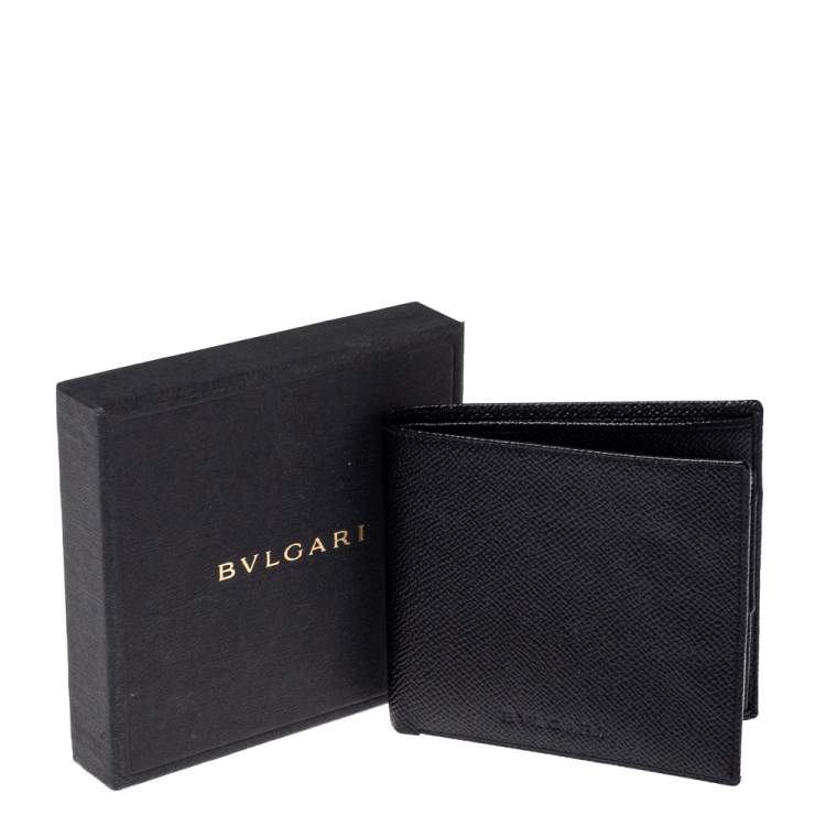 Pre Owned Bvlgari Black Grained Leather Bifold Wallet