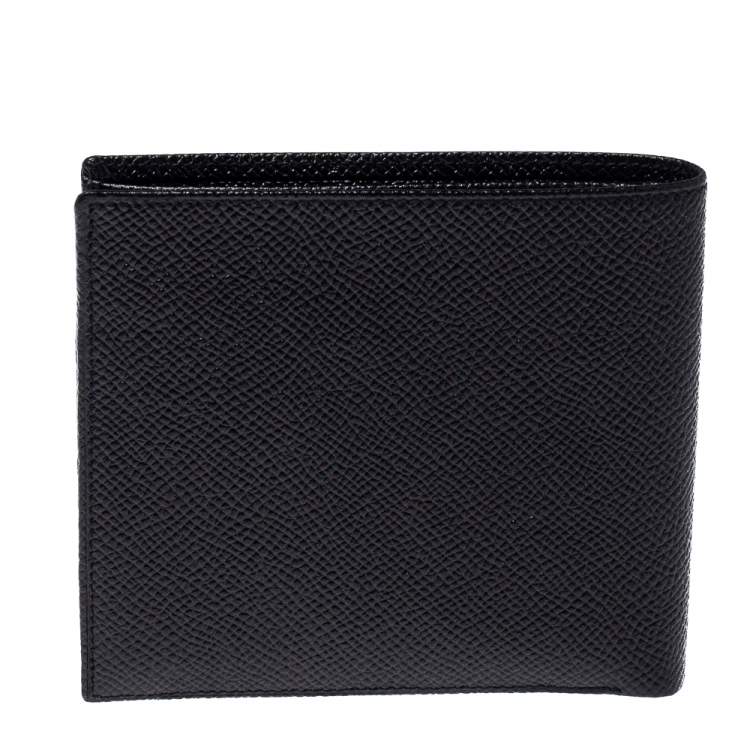 Pre Owned Bvlgari Black Grained Leather Bifold Wallet